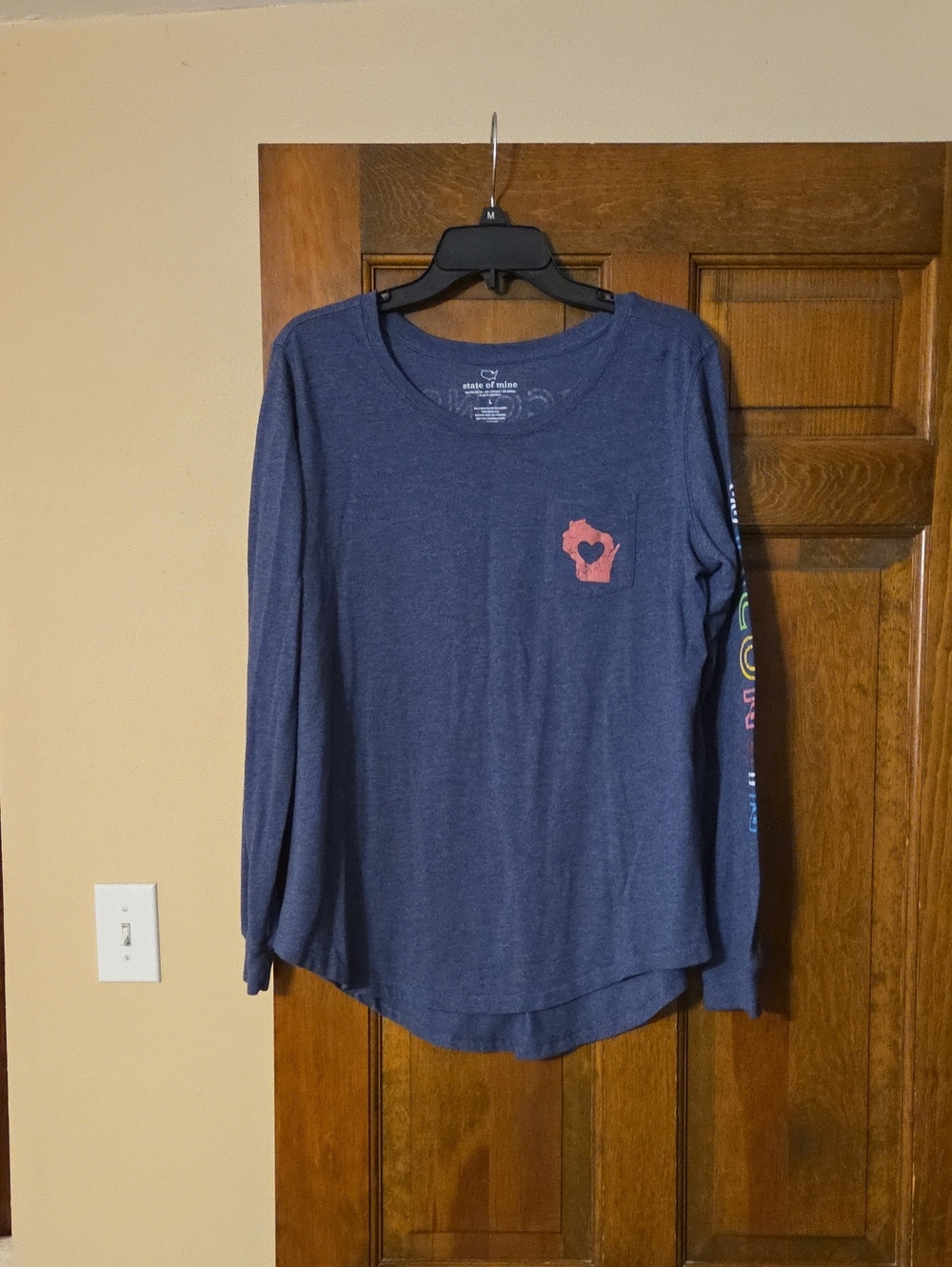 State of Mind Wisconsin Women's Long-Sleeve Navy Graphic Tee